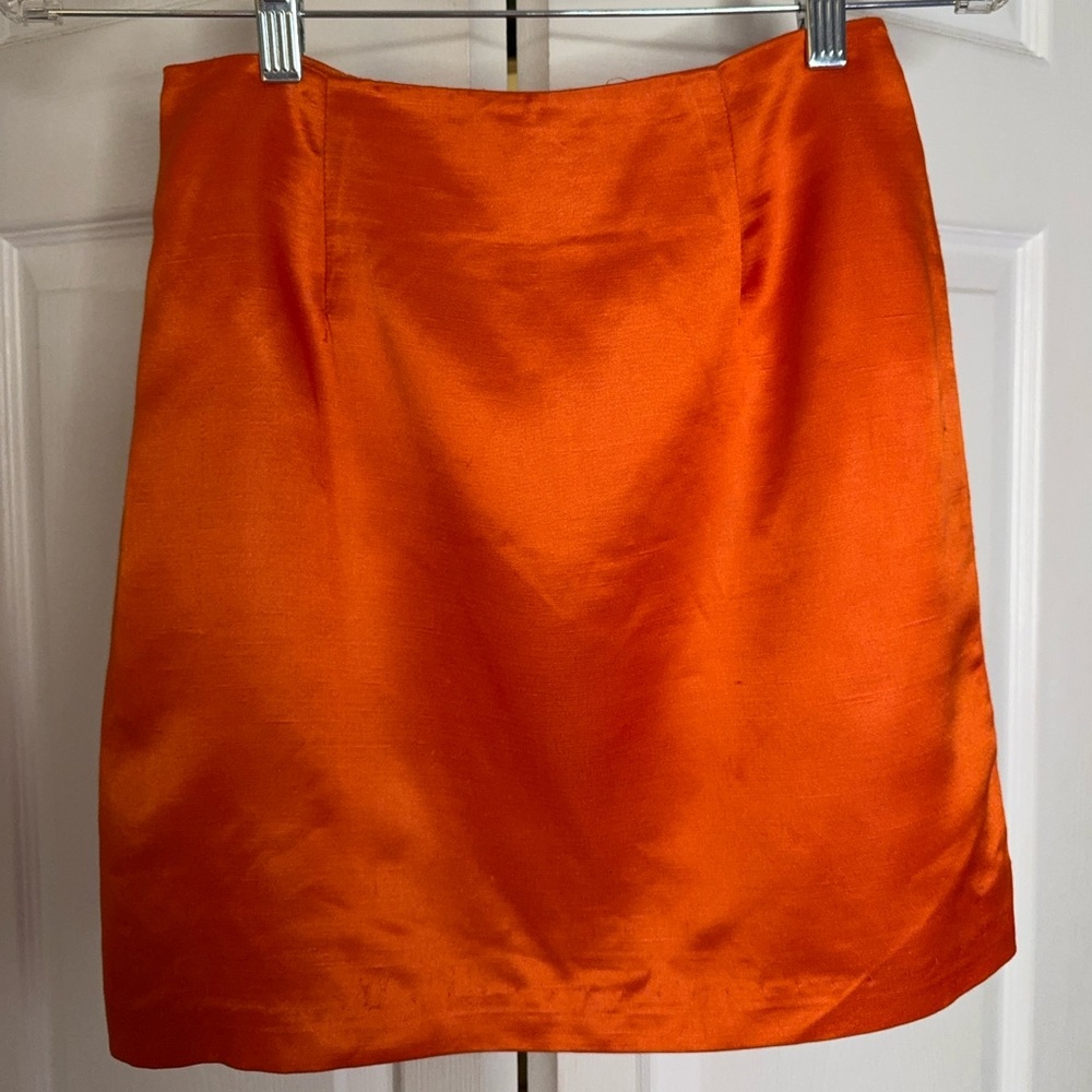 Bright Orange Silk Mini Skirt
